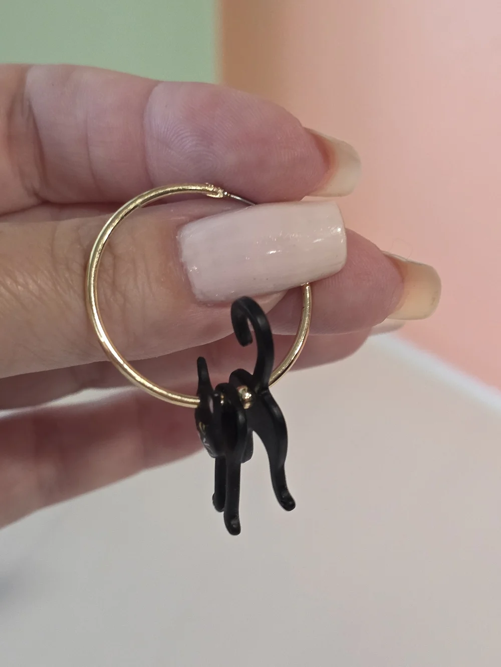 Black Cat Hoop Earrings - Playful Black Cat Design